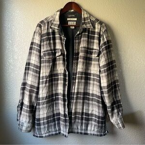 LL Bean Mens Large Reg Fleece Lined Flannel Chore Shirt Jacket Ranch Barn Work